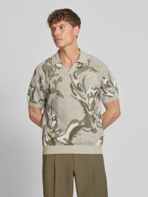 sweter w kroju regular fit z mieszanki bawełny z kołnierzykiem polo Boss Zielony