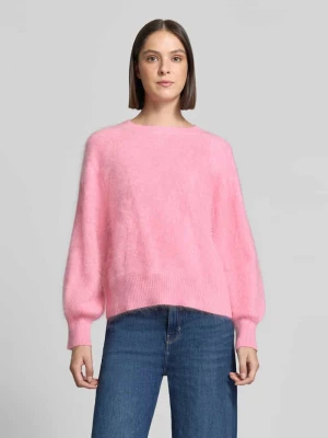 sweter w kroju regular fit z mieszanki kaszmiru z dodatkiem wełny HERZENS Mocnoróżowy