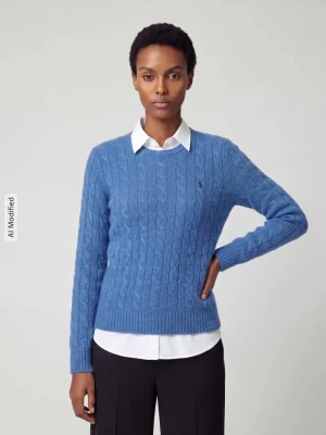 sweter w kroju regular fit z mieszanki wełny i kaszmiru 'JULIANNA' Polo Ralph Lauren Niebieski