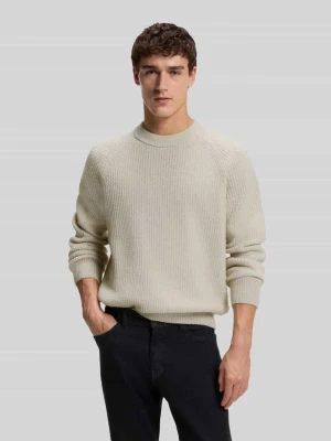 sweter w kroju regular fit z mieszanki wełny model 'Kepler' Boss Beżowy