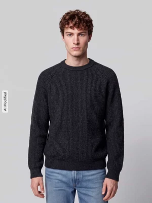 sweter w kroju regular fit z mieszanki wełny model 'Kepler' Boss Czarny