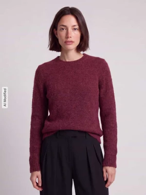 sweter w kroju regular fit z mieszanki wełny model 'LULU' Selected Bordowy