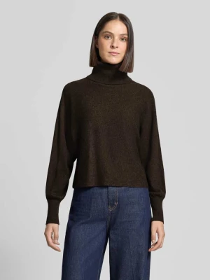 Sweter w kroju regular fit z mieszanki wełny z domieszką kaszmiru HERZENS Ciemnobrązowy