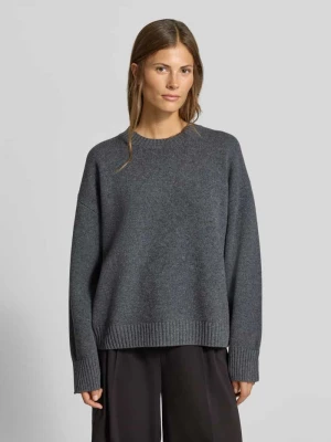 sweter w kroju regular fit z mieszanki wełny z domieszką kaszmiru MYON Antracytowy