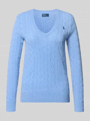 sweter w kroju regular fit z mieszanki wełny z domieszką kaszmiru Polo Ralph Lauren Błękitny
