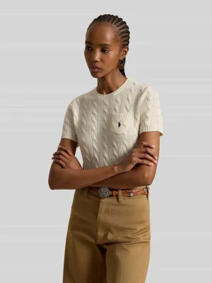sweter w kroju regular fit z mieszanki wełny z wyhaftowanym logo Polo Ralph Lauren Złamany biały