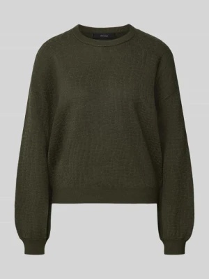 sweter w kroju regular fit z mieszanki wiskozy model 'NANCY' Vero Moda Ciemnozielony