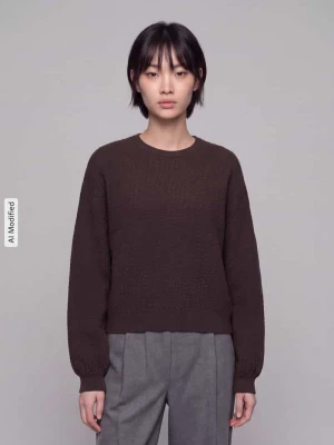 sweter w kroju regular fit z mieszanki wiskozy model 'NANCY' Vero Moda Czekoladowy