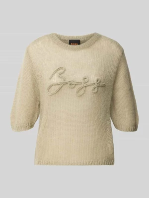 sweter w kroju regular fit z mieszanki żywej wełny i modalu model 'C_Farezza' Boss Trzcinowy
