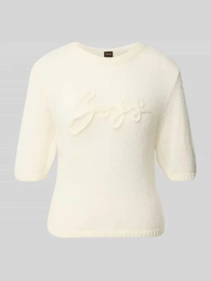 sweter w kroju regular fit z mieszanki żywej wełny i modalu model 'C_Farezza' Boss Złamany biały