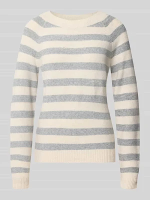 sweter w kroju regular fit z paskami model 'DOFFY' Vero Moda Piaskowy