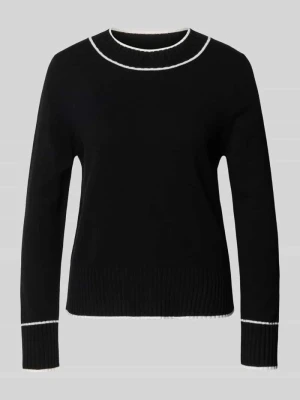 sweter w kroju regular fit z wełny z alpaki z paski w kontrastowym kolorze Marc Cain
