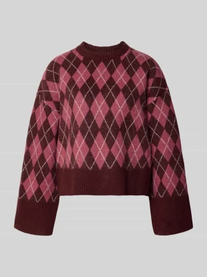 Sweter w kroju relaxed fit z dodatkiem wełny NEO NOIR Bordowy