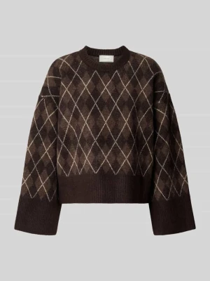 Sweter w kroju relaxed fit z dodatkiem wełny NEO NOIR Ciemnobrązowy