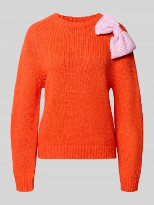 Sweter w kroju relaxed fit z mieszanki bawełny model 'KOLLIER' Essentiel Antwerp Jasnoczerwony melanż