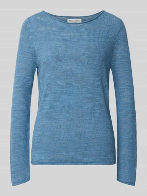 Sweter w kroju slim fit z mieszanki bawełny i lnu Marc O'Polo Jasnoniebieski melanż