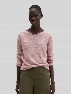 Sweter w kroju slim fit z mieszanki bawełny i lnu Marc O'Polo Różowy