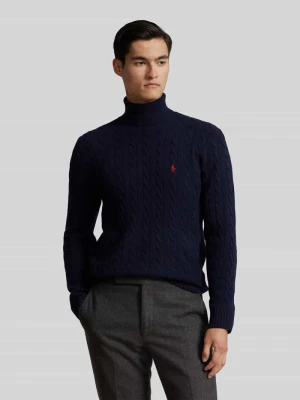 sweter w kroju slim fit z mieszanki wełny i kaszmiru Polo Ralph Lauren Granatowy