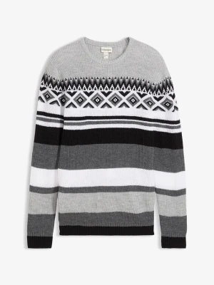 Sweter w norweski wzór BonPrix czarny