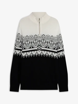 Sweter w norweski wzór z czystej bawełny BonPrix czarny