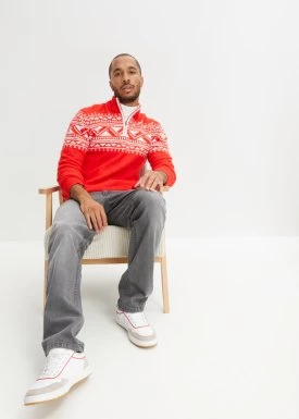 Sweter w norweski wzór, ze stójką bonprix