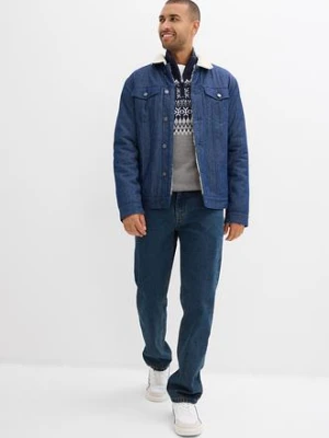 Sweter w norweski wzór ze stójką z zamkiem bonprix