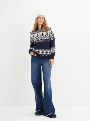 Sweter w norweskim stylu z marynarskimi motywami bonprix