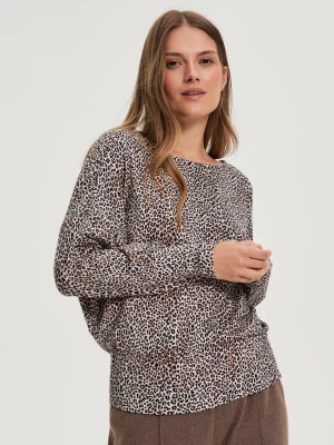 Sweter w panterkę beżowy Moodo