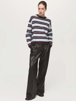 Sweter w paski oversize czekoladowy - Kobieta - - MANGO