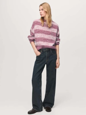 Sweter w paski oversize pastelowy róż - Kobieta - - MANGO