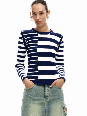 Sweter w prążki rib Desigual