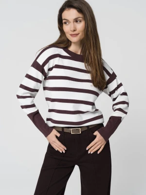 Sweter w paski S-ZITA Volcano Burgundowy