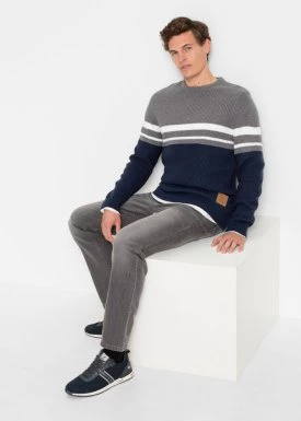 Sweter w paski w stylu colorblocking bonprix