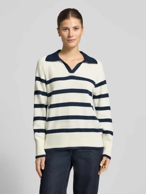 Sweter w paski z kołnierzykiem polo Stefanel
