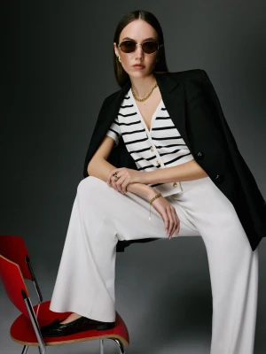 Sweter w paski z krótkim rękawem TARANKO