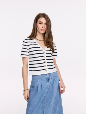 Sweter w paski z krótkim rękawem TARANKO