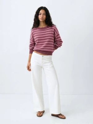 Sweter w paski z lureksową nitką różowy - Teen - - MANGO TEEN
