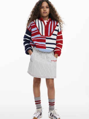 Sweter w paski z zamkiem błyskawicznym Desigual