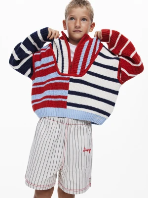 sweter w paski z zamkiem Desigual