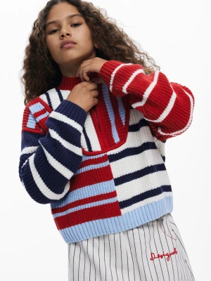 sweter w paski z zamkiem Desigual