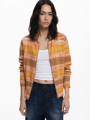 Sweter w paski z zamkiem i kapturem Desigual