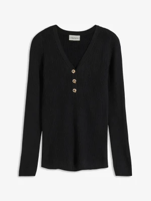 Sweter w prążek z wiskozą BonPrix czarny