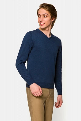 Sweter Jeans Bawełniany w Serek Robin Lancerto