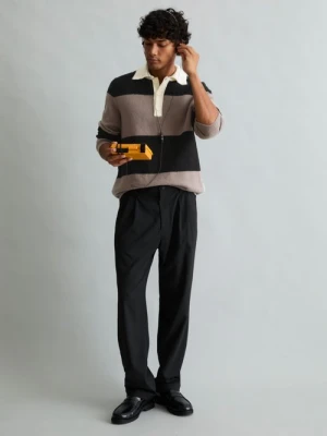 Sweter w stylu polo, krój regular Marc O'Polo béžová