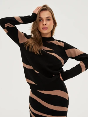Sweter w zwierzęcy wzór czarny Moodo