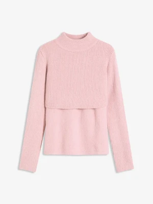 Sweter warstwowy BonPrix różowy