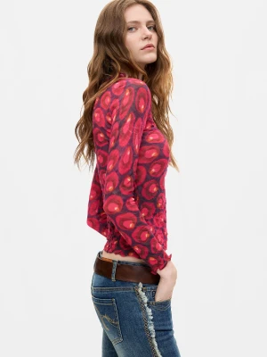 Sweter we wzory 100% bawełna Desigual czerwony