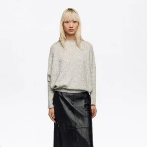 Sweter wełna rękaw nietoperz kamyczki szary BIMBA Y LOLA