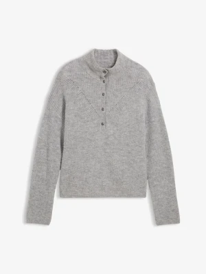Sweter wełniany oversize z domieszką wełny alpaki BonPrix szary