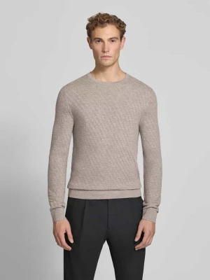 Sweter wełniany z fakturowanym wzorem model 'Connor' Tiger Of Sweden Orzechowy